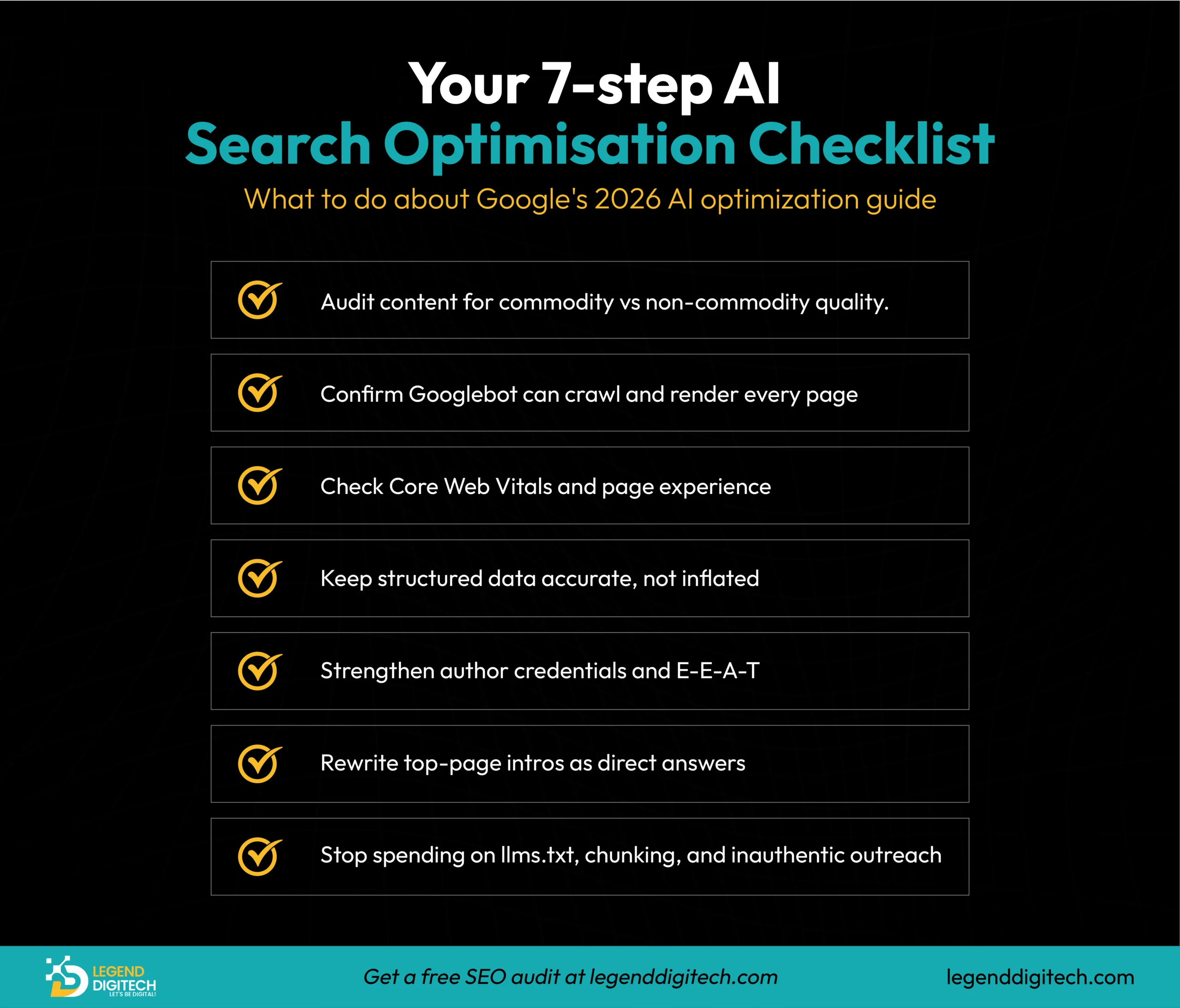 7-step AI search optimisation checklist